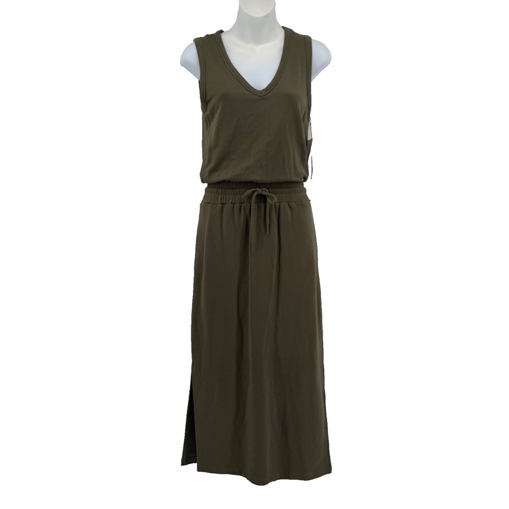 Caslon Olive Burn Dress XXS Sleeveless Drawstring Waist Soft Stretch NWT